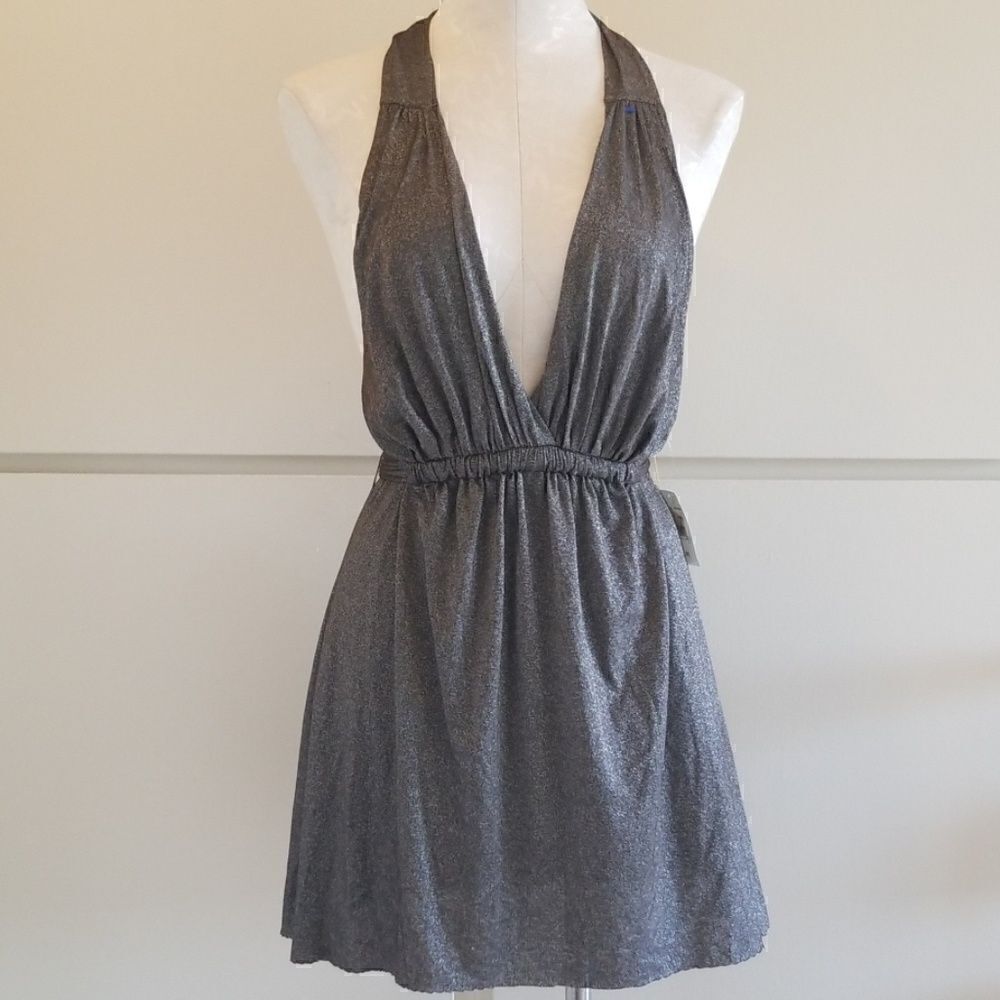 matty m Coco & Silver Lurex Halter Dress, L/Jr.NWT